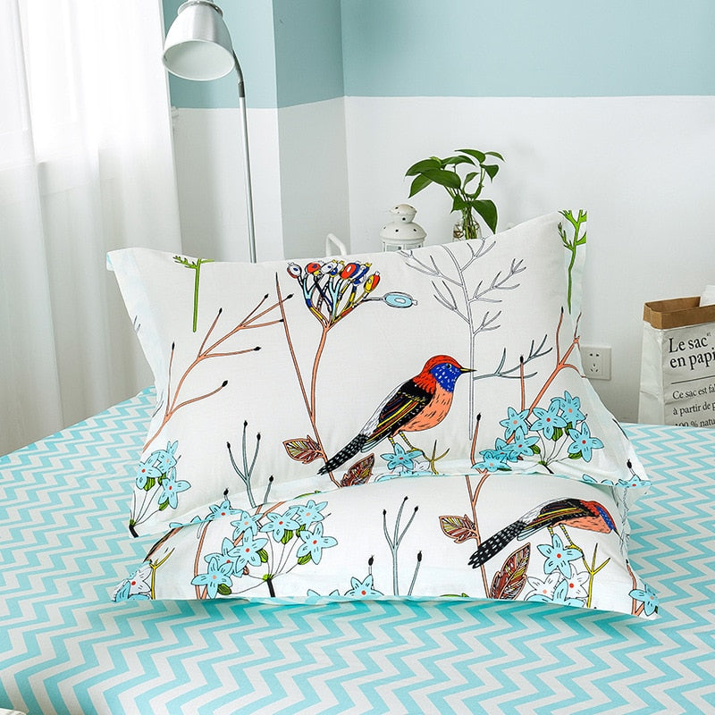 Pillowcase Flower Bird Pattern Pillow